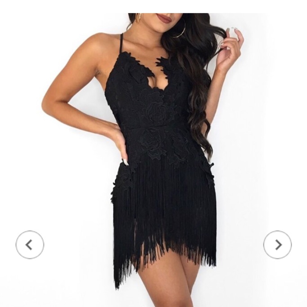Fringe Black Romper